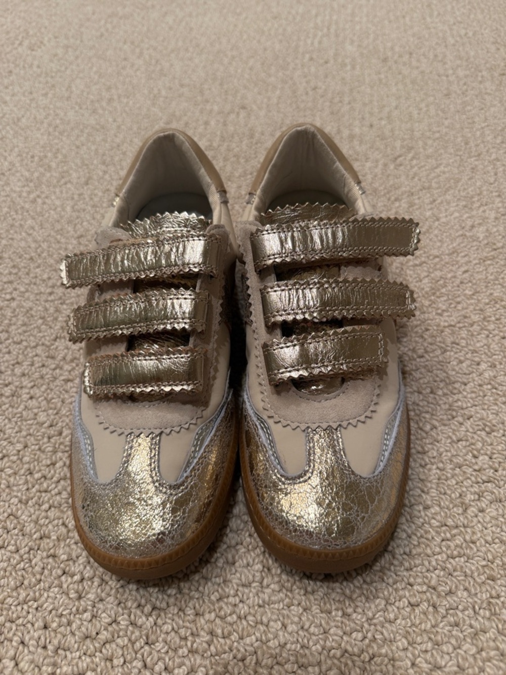 Dolce Vita Kids Gold and Cream Velcro Sneakers size 6.5